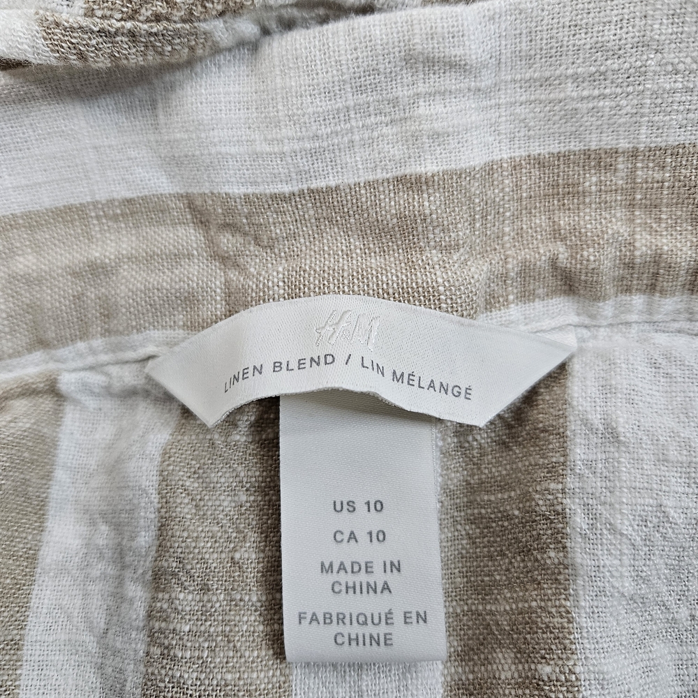 H&M Beige and White Striped Button-Front A-Line Skirt - Picture 5 of 7